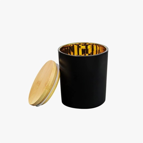 black candle jar with extraplated interior