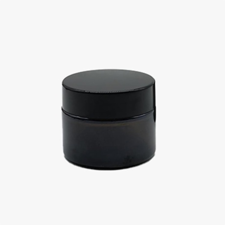 black glass cream jar