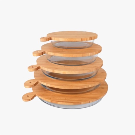 Borosilicate Glass Butter Baking Dish with Bamboo Lid