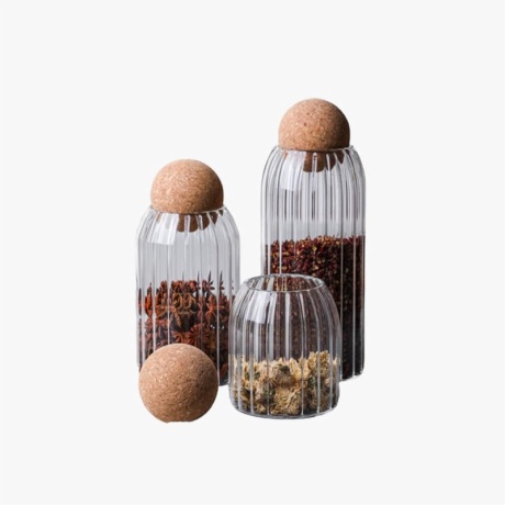 Borosilicate Glass Food Canisters with Cork Lids