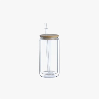 16oz Clear Coke Glass Cup with Straw