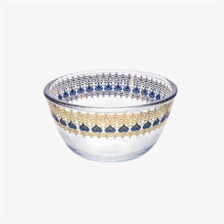 Floral Craft Glass Salad Bowl