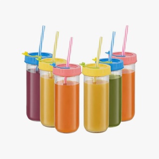 Glass Juice Jar with Straw and Silicone Lid