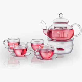 Clear Glass Tea Sets with Matching Teacups