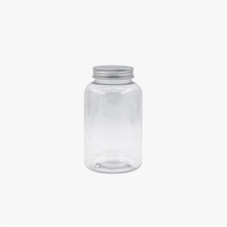 Round Empty Clear Juice Bottle with Silver Lid