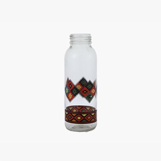 Wide Mouth Glass Water Bottle with Design Pattern