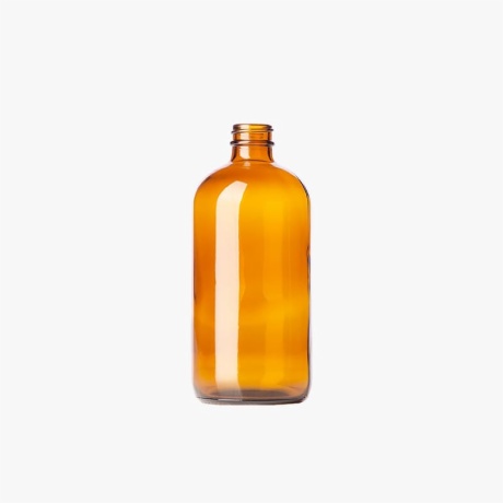 16oz Amber Glass Boston Round Bottle