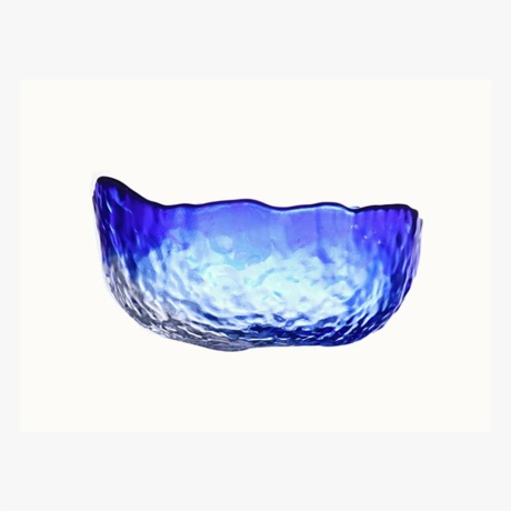 blue glass fruit bowl