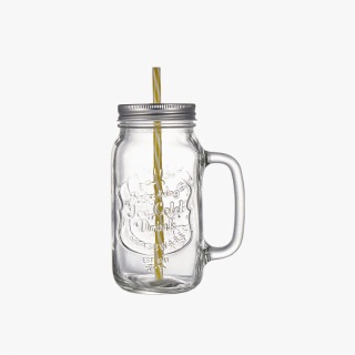 Engraved Mason Jar with Lid and Straw