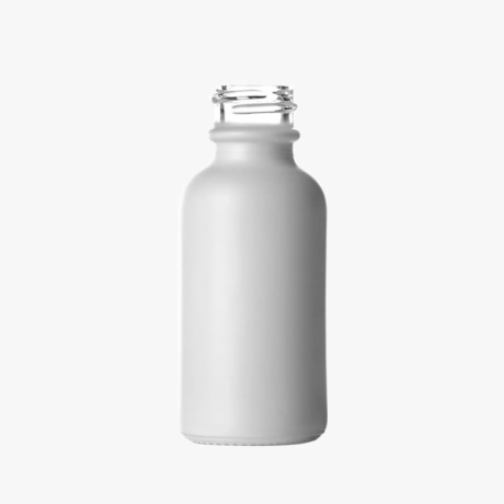 1oz Matte White Glass Boston Round Bottle