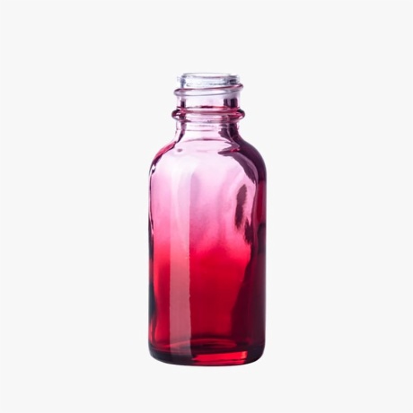 1oz Red-Shaded Clear Glass Boston Round Bottle