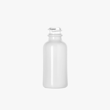 1oz White Glass Boston Round Bottle