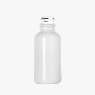 1oz White Glass Boston Round Bottle