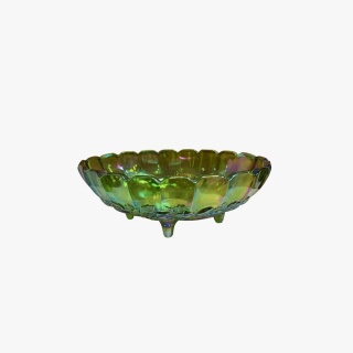 Vintage Green Glass Fruit Bowl as Decoration