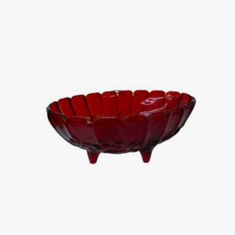 vintage red glass fruit bowl
