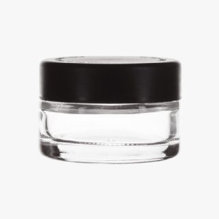 1oz Child-Resistant Flat Lid Jar with Black Lid