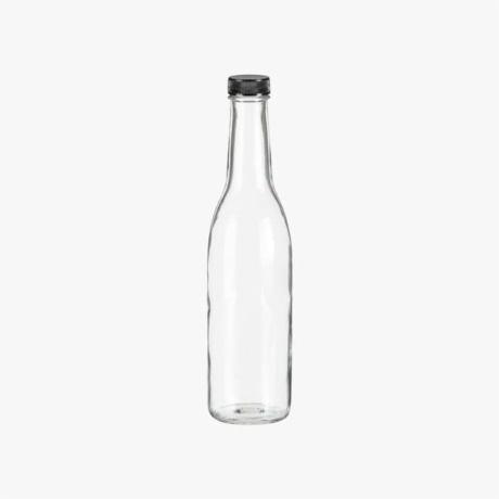 12.5oz (375 ml) Woozy Round Glass Bottle with Black Cap