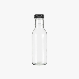 12oz Round Sauce Bottle with Black Cap