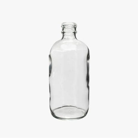 16 Ounce Clear Glass Boston Round Bottle