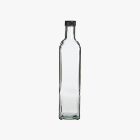 17oz (500 ml) Square Glass Bottle with Black Cap