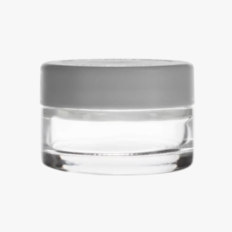 1oz Child-Resistant Flat Lid Jar with Gray Lid