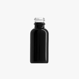 1oz Glass Shiny Black Boston Round Bottle