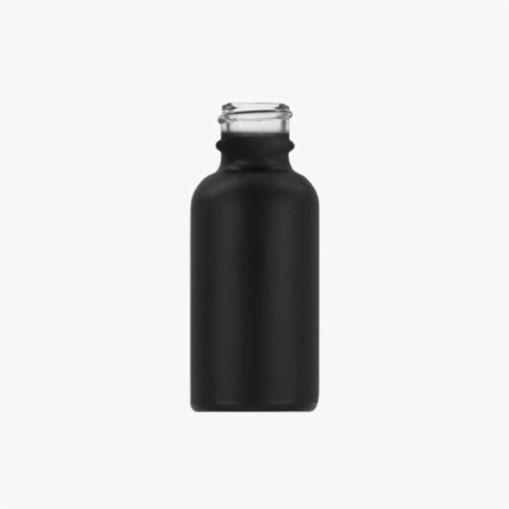 1oz Matte Black Boston Round Glass Bottle