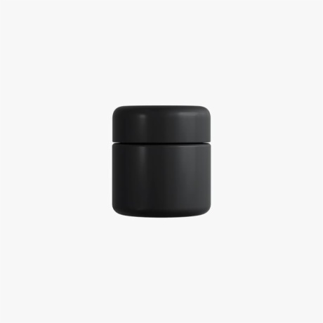 2oz Matte Black Child Resistant C-Class Jar with Plastic Matte Black Lid