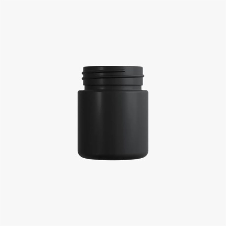 3oz Matte Black Child Resistant C-Class Jar with Plastic Matte Black Lid