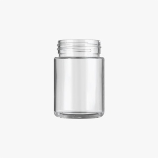 4oz Clear Glass Child Resistant C-Class Jar with Plastic Glossy Black Lid