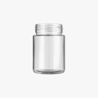 4oz Clear Glass Child Resistant C-Class Jar with Plastic Glossy White Lid