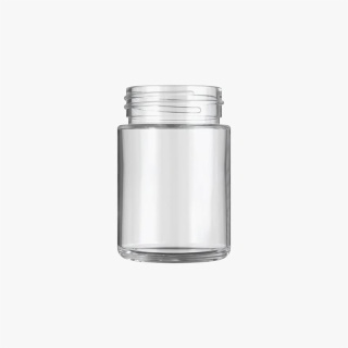 4oz Clear Glass Child Resistant C-Class Jar with Plastic Glossy White Lid