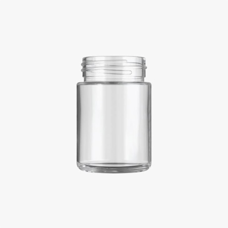 4oz Clear Glass Child Resistant C-Class Jar with Plastic Matte Black Lid