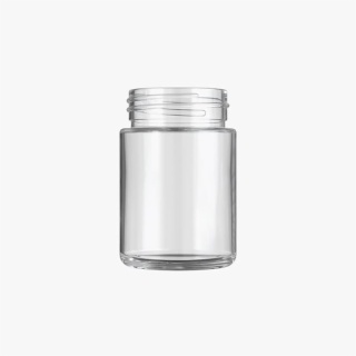 4oz Clear Glass Child Resistant C-Class Jar with Plastic Matte Black Lid