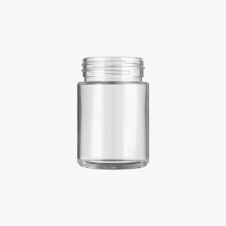 4oz Clear Glass Child Resistant C-Class Jar with Plastic Wood Finish Lid
