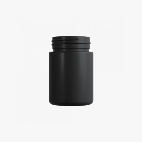 4oz Solid Black Glass Child Resistant C-Class Jar with Plastic Matte Black Lid