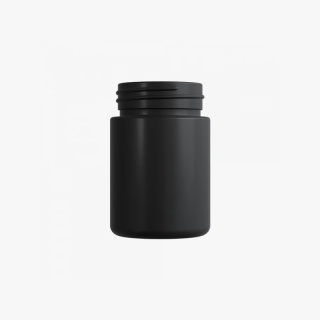 4oz Solid Black Glass Child Resistant C-Class Jar with Plastic Matte Black Lid