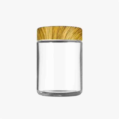 5oz Child-Resistant Flat Lid Jar with Wood Print Lid