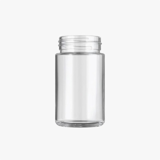 5oz Clear Glass Child Resistant C-Class Jar with Plastic Glossy Black Lid