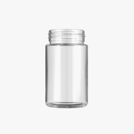 5oz Clear Glass Child Resistant C-Class Jar with Plastic Glossy White Lid