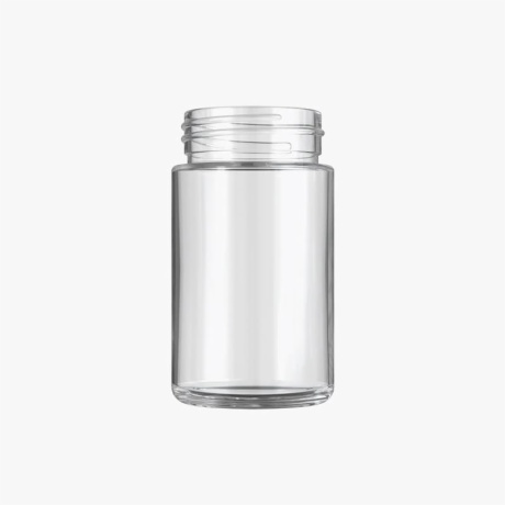 5oz Clear Glass Child Resistant C-Class Jar with Plastic Matte Black Lid