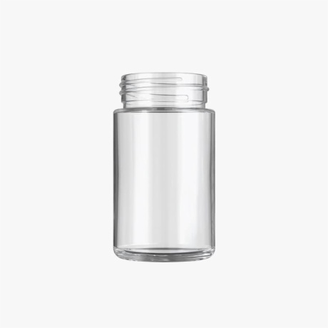 5oz Clear Glass Child Resistant C-Class Jar with Plastic Matte White Lid
