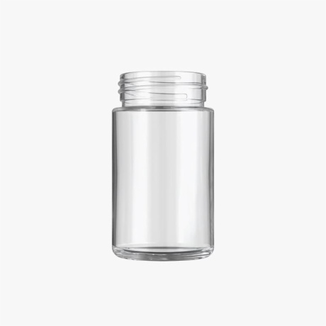 5oz Clear Glass Child Resistant C-Class Jar with Plastic Wood Finish Lid