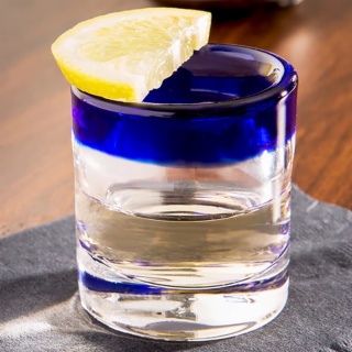 2.5oz Shot Glass with Cobalt Blue Rim