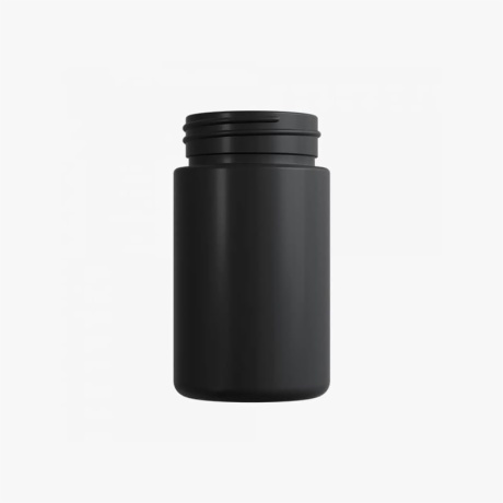 5oz Solid Black Glass Child Resistant C-Class Jar with Plastic Matte Black Lid