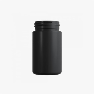 5oz Solid Black Glass Child Resistant C-Class Jar with Plastic Matte Black Lid