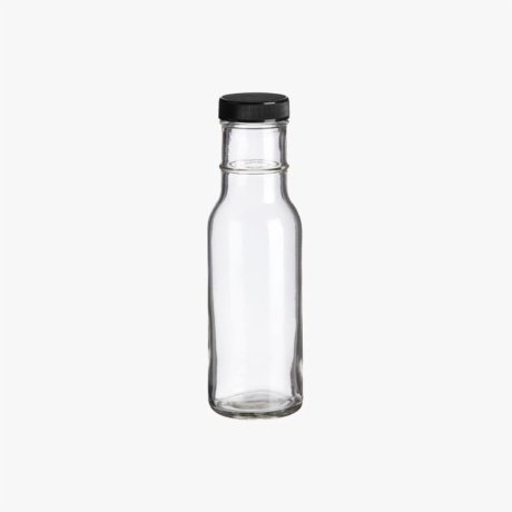 8.5oz (250 ml) Hexagon Tall Clear Glass Decanter with Black Lid