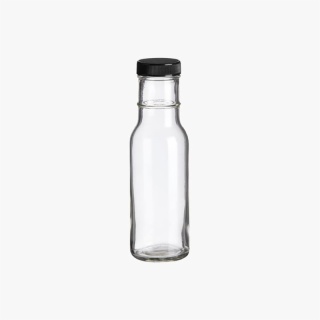 8.5oz (250 ml) Hexagon Tall Clear Glass Decanter with Black Lid