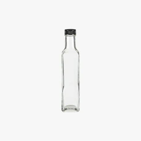 8.5oz (250 ml) Square Glass Bottle with Black Cap