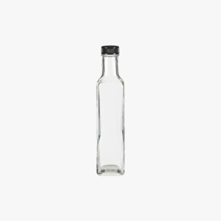 8.5oz (250 ml) Square Glass Bottle with Black Cap